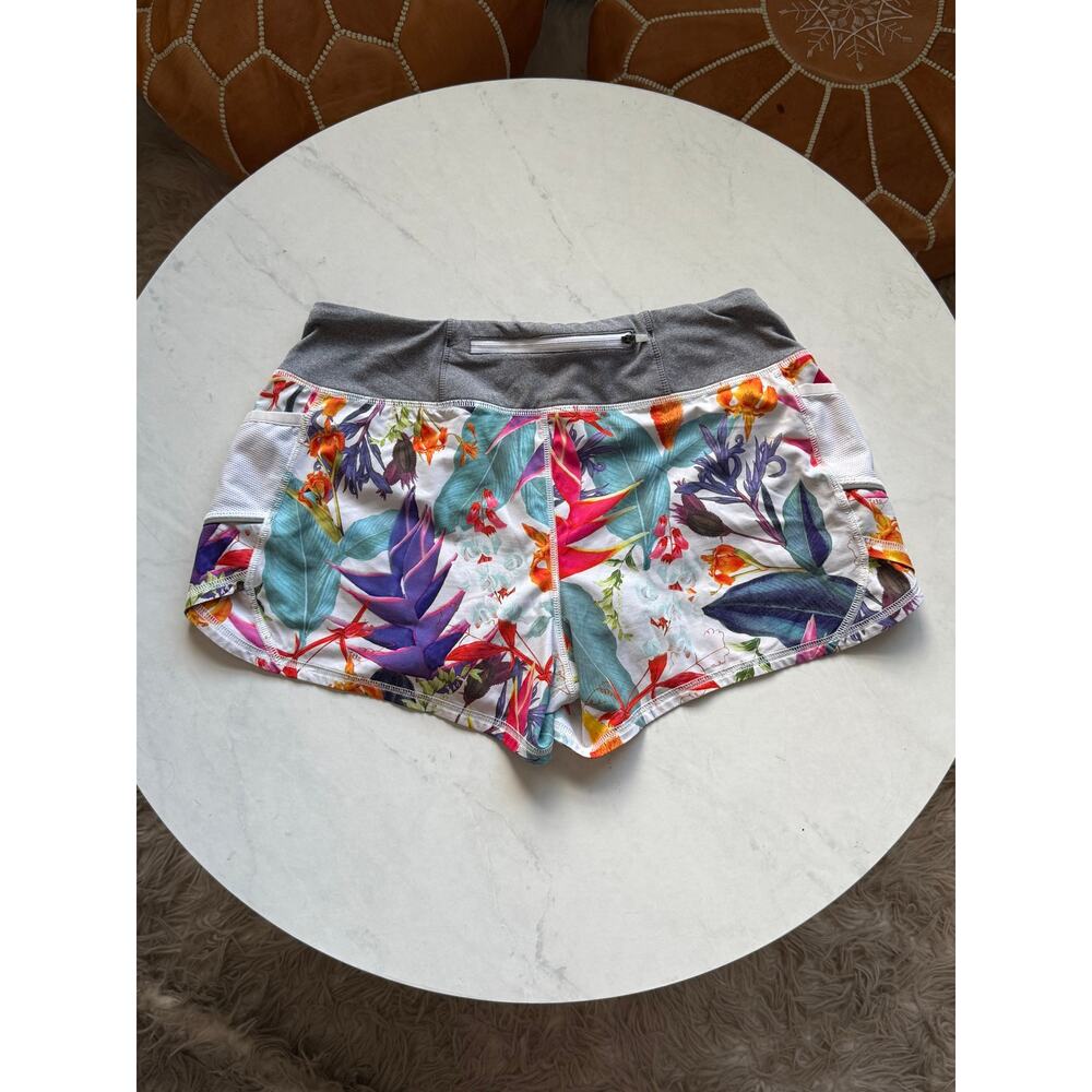 Athleta Ready Set Go Shorts Tropical Lilies Floral Running Shorts Medium - Picture 3 of 10